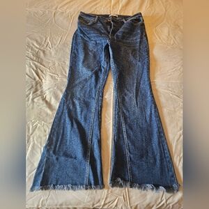 Stylish Dark Blue Flare Jeans